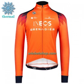Wielershirt 2023 INEOS Grenadiers Winter Thermal Fleece - Oranje Donkerblauw